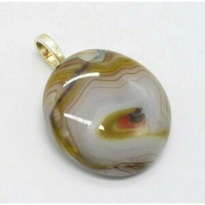 Red Brown Yellow White Swirl Flattened Glass Jabo